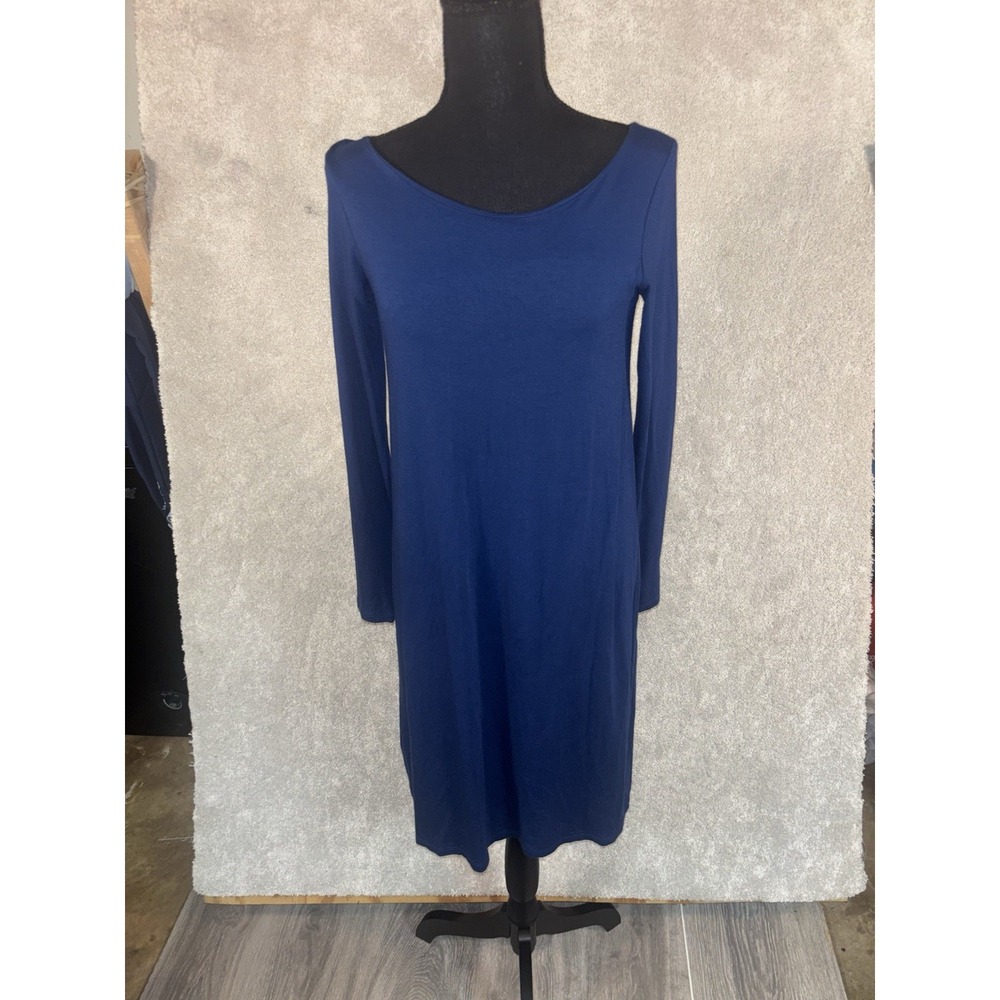 Eileen Fisher‎ Blue Bonnet Ballet Neck Jersey Dress Xs
